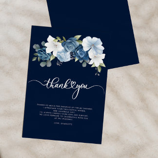 Dusty Blue Floral Vrijgezellenfeest Bedankkaart