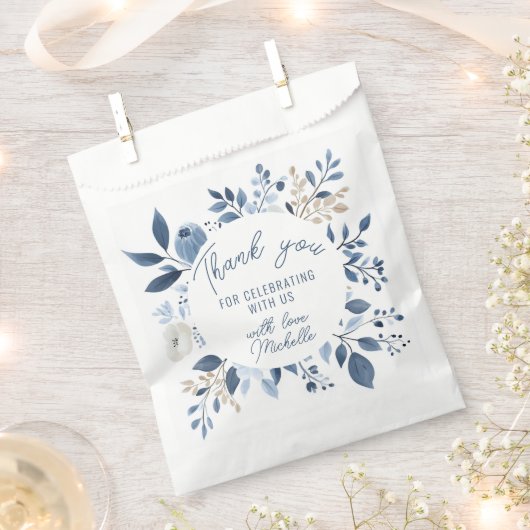 Dusty Blue Floral Vrijgezellenfeest Bedankzakje (Geknipt)