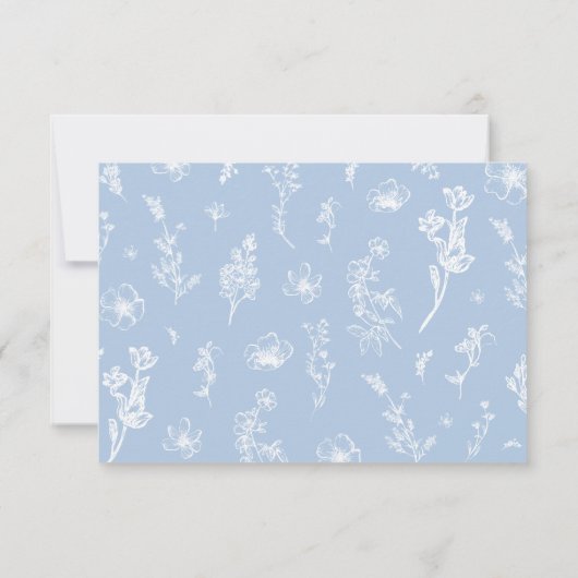 Dusty Blue Floral Vrijgezellenfeest Datum Nachtide Kaart (Achterkant)