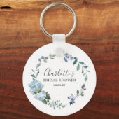 Dusty Blue Floral Vrijgezellenfeest Favor Sleutelhanger (Voorkant)