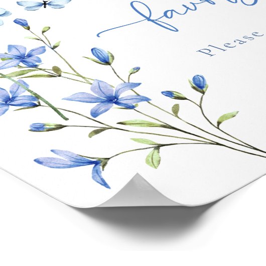 Dusty Blue Floral Vrijgezellenfeest Favorieten tek Poster (Hoek)