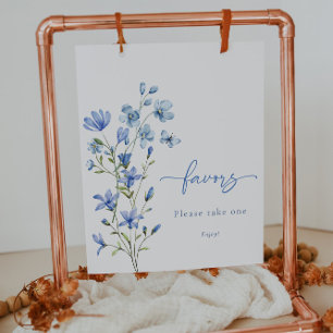 Dusty Blue Floral Vrijgezellenfeest Favorieten tek Poster