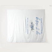 Dusty Blue Floral Vrijgezellenfeest foto achtergro Wandkleed (Voorkant (horizontaal))