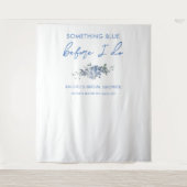 Dusty Blue Floral Vrijgezellenfeest foto achtergro Wandkleed (Voorkant)