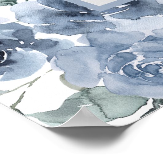 Dusty Blue Floral Vrijgezellenfeest Foto Booth Pos Poster (Hoek)