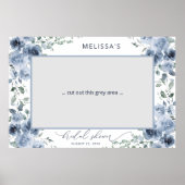 Dusty Blue Floral Vrijgezellenfeest Foto Booth Pos Poster (Voorkant)