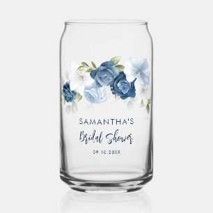 Dusty Blue Floral Vrijgezellenfeest gepersonalisee Blikvorm Glas