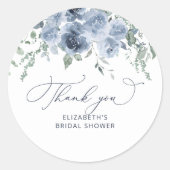 Dusty Blue Floral Vrijgezellenfeest Hartelijk dank Ronde Sticker (Voorkant)