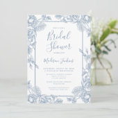 Dusty Blue Floral Vrijgezellenfeest Kaart (Staand voorkant)