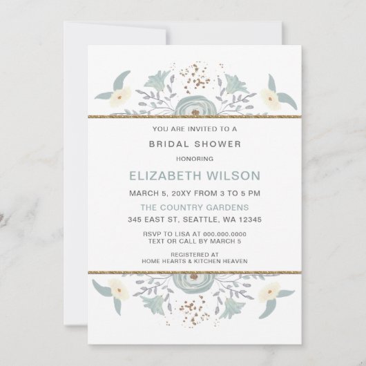 Dusty Blue Floral Vrijgezellenfeest Kaart (Voorkant)