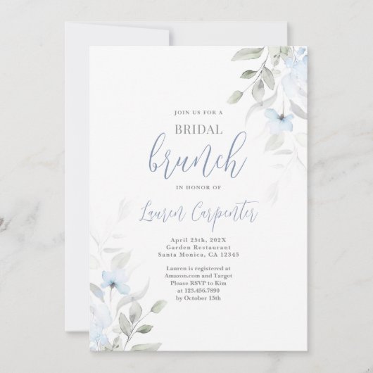 Dusty Blue Floral Vrijgezellenfeest Kaart (Voorkant)