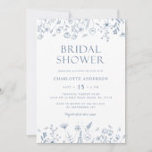 Dusty Blue Floral Vrijgezellenfeest Kaart (Voorkant)