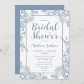 Dusty Blue Floral Vrijgezellenfeest Kaart (Voorkant / Achterkant)