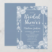 Dusty Blue Floral Vrijgezellenfeest Kaart (Voorkant / Achterkant)