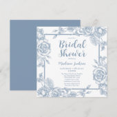 Dusty Blue Floral Vrijgezellenfeest Kaart (Voorkant / Achterkant)