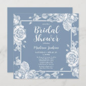 Dusty Blue Floral Vrijgezellenfeest Kaart (Voorkant / Achterkant)