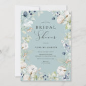 Dusty Blue Floral Vrijgezellenfeest Kaart (Voorkant)