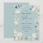 Dusty Blue Floral Vrijgezellenfeest Kaart (Voorkant / Achterkant)