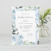 Dusty Blue Floral Vrijgezellenfeest  Kaart (Staand voorkant)