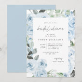 Dusty Blue Floral Vrijgezellenfeest  Kaart (Voorkant / Achterkant)