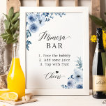 Dusty Blue Floral Vrijgezellenfeest Mimosa Bar Sig Poster<br><div class="desc">Laat je vrijgezellenfeest opvallen met dit chemische Dusty Blue Floral Mimosa Bar. Het prachtige bloemontwerp in combinatie met de stoffige blauwe bloemen en elegante doopvont creëer een moderne, maar verfijnde look. Dit bord is perfect voor elke bruid die een beetje elegantie aan haar vrijgezellenfeest wil toevoegen. U kunt de tekst...</div>