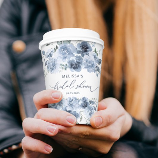 Dusty Blue Floral Vrijgezellenfeest Papieren Bekers