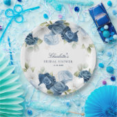 Dusty Blue Floral Vrijgezellenfeest Papieren Bordje (Feest)