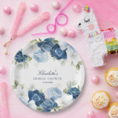 Dusty Blue Floral Vrijgezellenfeest Papieren Bordje (Feest)