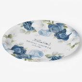 Dusty Blue Floral Vrijgezellenfeest Papieren Bordje (Gekanteld)