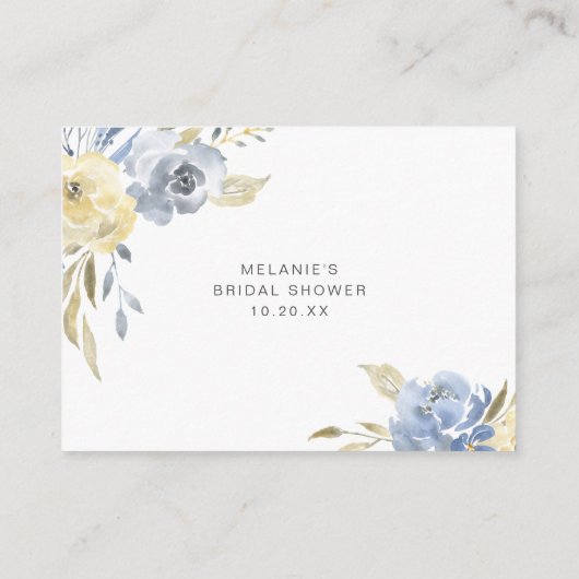 Dusty Blue Floral Vrijgezellenfeest Recept Aanvraa Informatiekaartje (Achterkant)