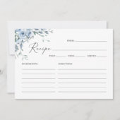 Dusty Blue Floral Vrijgezellenfeest Recept Kaarten (Voorkant)