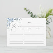 Dusty Blue Floral Vrijgezellenfeest Recept Kaarten (Staand voorkant)