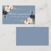 Dusty Blue Floral Vrijgezellenfeest Registry Inser Informatiekaartje (Voorkant / Achterkant)
