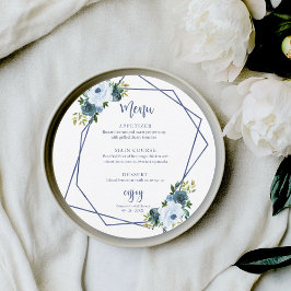 Dusty Blue Floral Vrijgezellenfeest rond menu Kaart