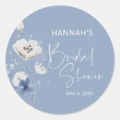 Dusty Blue Floral Vrijgezellenfeest Ronde Sticker (Voorkant)