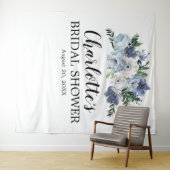 Dusty Blue Floral Vrijgezellenfeest Wandkleed (In Situ (horizontaal))