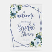 Dusty Blue Floral Vrijgezellenfeest Welkom Acryl Bord (Voorkant)