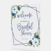 Dusty Blue Floral Vrijgezellenfeest Welkom Acryl Bord (Hoek)