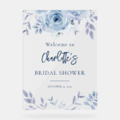 Dusty Blue Floral Vrijgezellenfeest Welkom Acryl Bord (Voorkant)