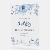 Dusty Blue Floral Vrijgezellenfeest Welkom Acryl Bord (Hoek)