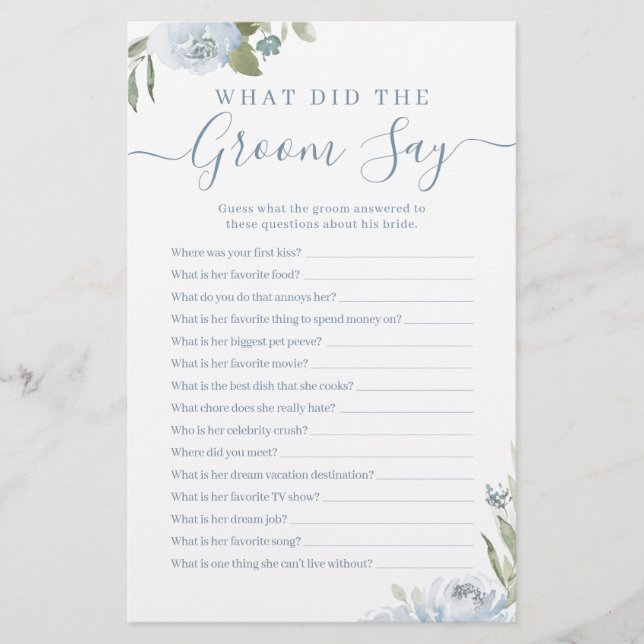 Dusty blue floral wat zei de groom over spel? (Voorkant)