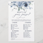 Dusty Blue Floral Wat zit er in je Purse Game (Voorkant)