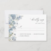 Dusty Blue Floral Watercolor Elegant Wedding RSVP Kaartje (Voorkant)