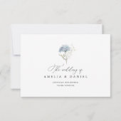 Dusty Blue Floral Watercolor Elegant Wedding RSVP Kaartje (Achterkant)