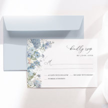 Dusty Blue Floral Watercolor Elegant Wedding
