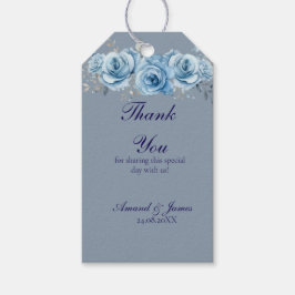 Dusty Blue Floral Watercolor Wedding Favor Tags Cadeaulabel