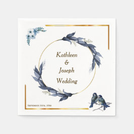 Dusty Blue floral Waterverf Blue Birds Wedding Na Servet