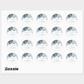 Dusty Blue Floral Waterverf Botanical Wedding Ronde Sticker (Vel)