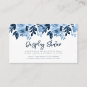 Dusty Blue Floral Waterverf Bridal Display Douche Informatiekaartje (Voorkant)