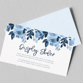 Dusty Blue Floral Waterverf Bridal Display Douche Informatiekaartje